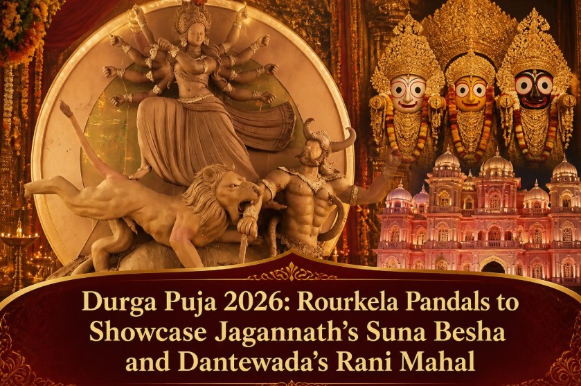 Durga Puja 2026: Rourkela Pandals to Showcase Jagannath’s Suna Besha and Dantewada’s Rani Mahal